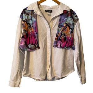 VTG Diamond L Western Wear Womens Button Up Shirt Native American Art Size 11/12